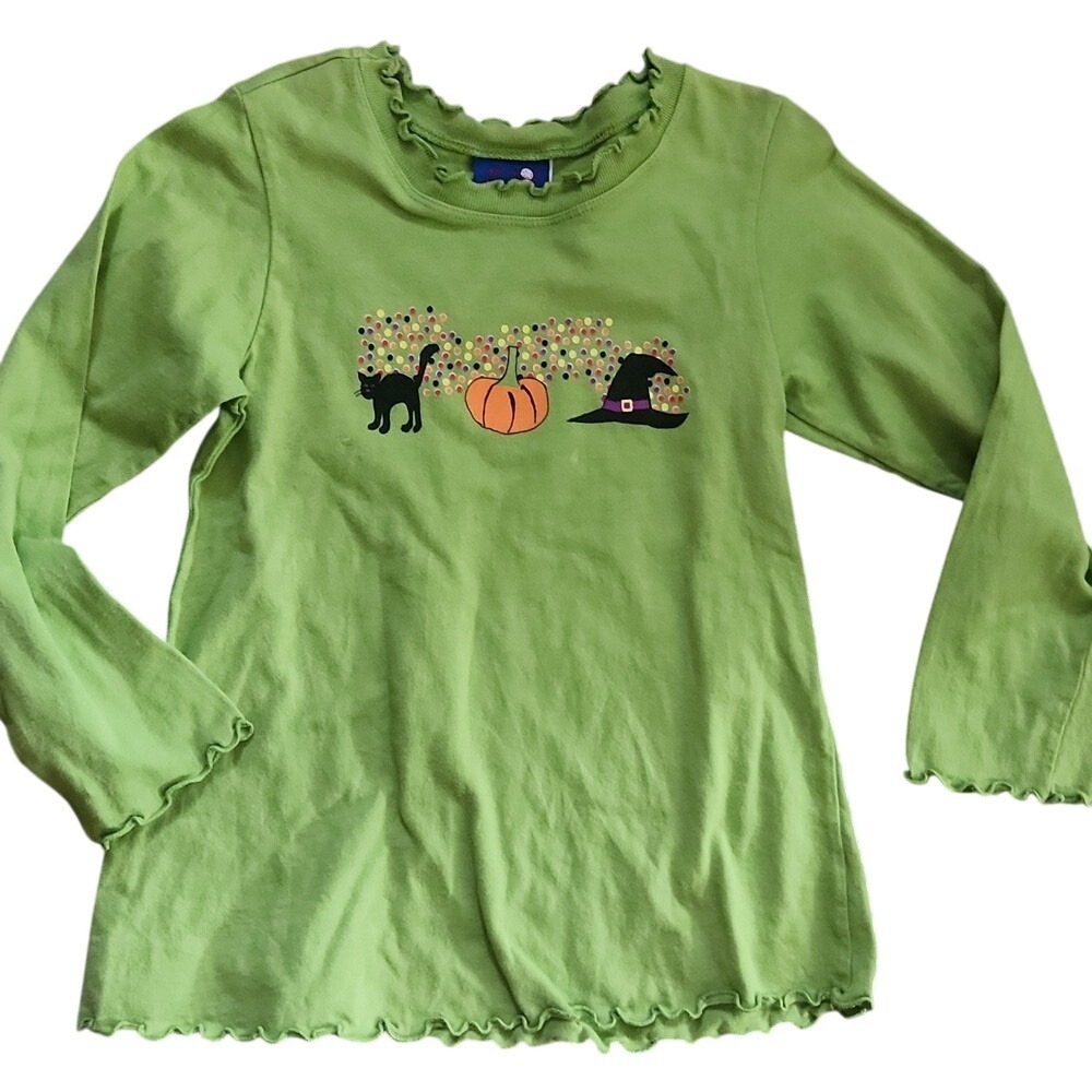 Vintage Flap Happy 1998 retro kids halloween long sleeve Lettuce hem usa medium